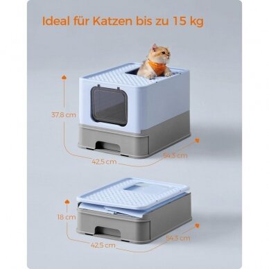 Sulankstoma kačių kraiko dėžutė su priedais 6