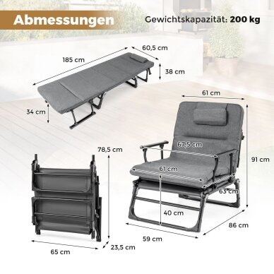 3in1 sulankstomas poilsio gultas su paminkštinimu 9