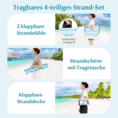 Sulankstomos turistinės kėdės su skėčiu ir iškylų pledu 6 Sulankstomos turistinės kėdės su skėčiu ir iškylų pledu 6