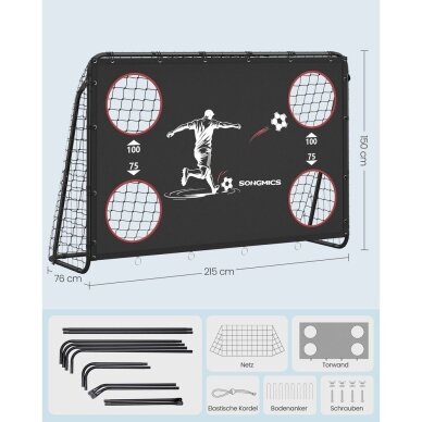 Surenkami metaliniai futbolo vartai, 215 x 150 x 76 cm 6 Surenkami metaliniai futbolo vartai, 215 x 150 x 76 cm 6
