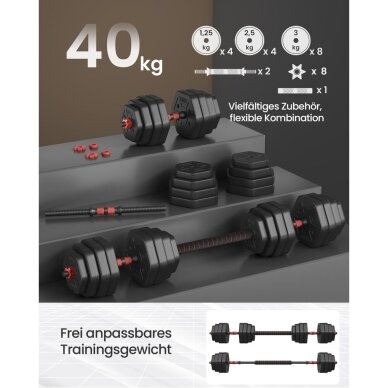Svarmenų rinkinys - štanga, 2 x 20 arba 40 kg 3 Svarmenų rinkinys - štanga, 2 x 20 arba 40 kg 3