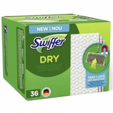 SWIFFER DRY sausos grindų šluostės, papildymas, 36 vnt