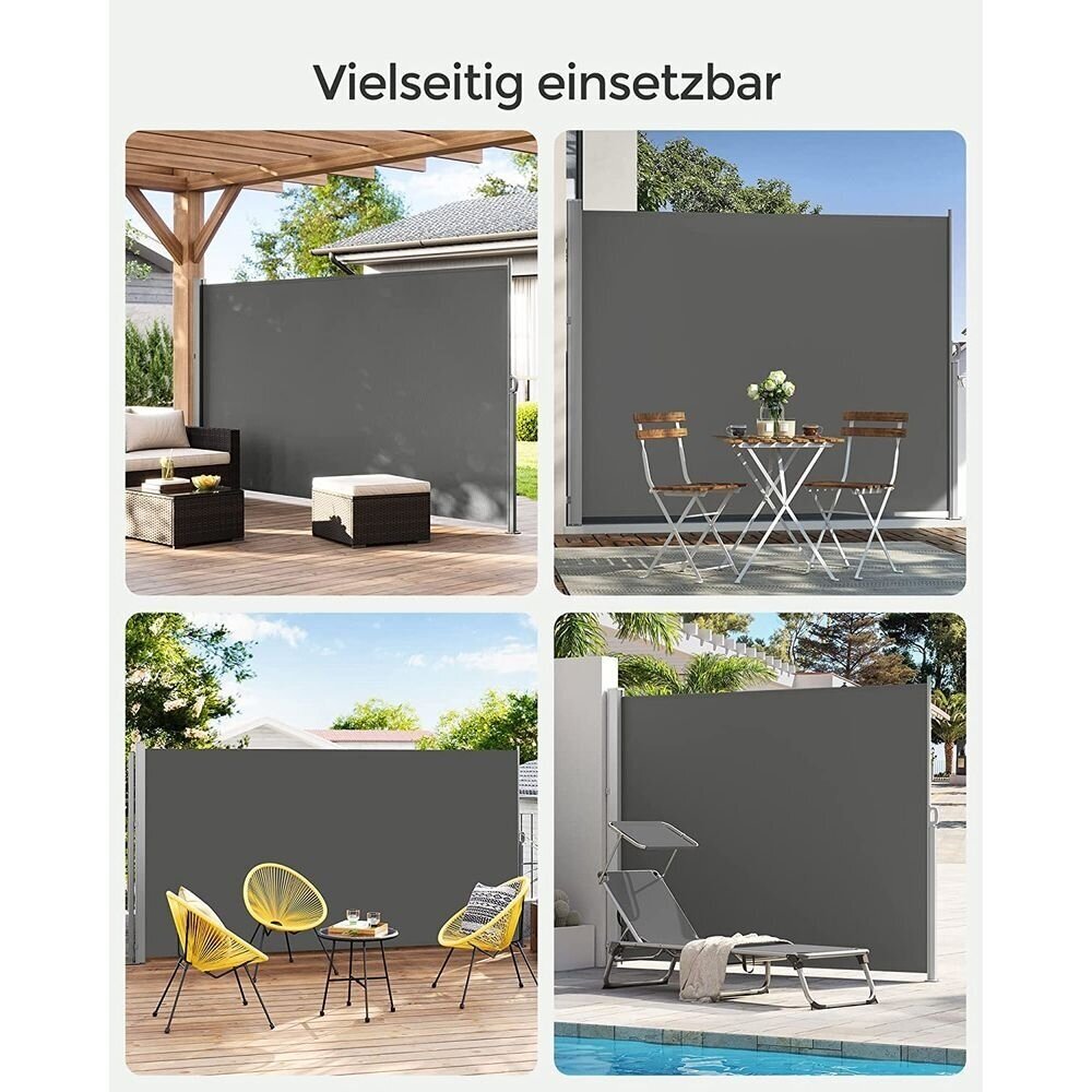Tamsiai pilka šoninė markizė, 200 x 400 cm 3 Tamsiai pilka šoninė markizė, 200 x 400 cm 3
