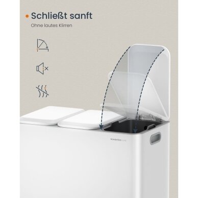 Trijų skyrių šiukšliadėžė su švelnaus užsidarymo mechanizmu, 45 l 3 Trijų skyrių šiukšliadėžė su švelnaus užsidarymo mechanizmu, 45 l 3