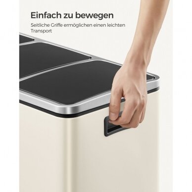 Trijų skyrių šiukšliadėžė su švelnaus užsidarymo mechanizmu, 54 l 5 Trijų skyrių šiukšliadėžė su švelnaus užsidarymo mechanizmu, 54 l 5