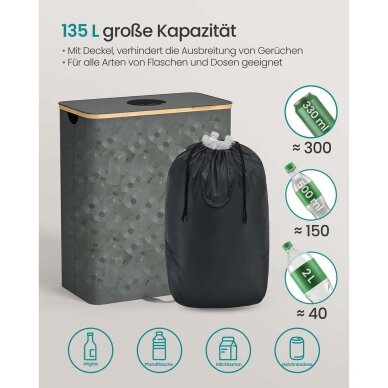 Užstato butelių surinkimo šiukšliadėžė su išimamu maišu, 135 l 2 Užstato butelių surinkimo šiukšliadėžė su išimamu maišu, 135 l 2