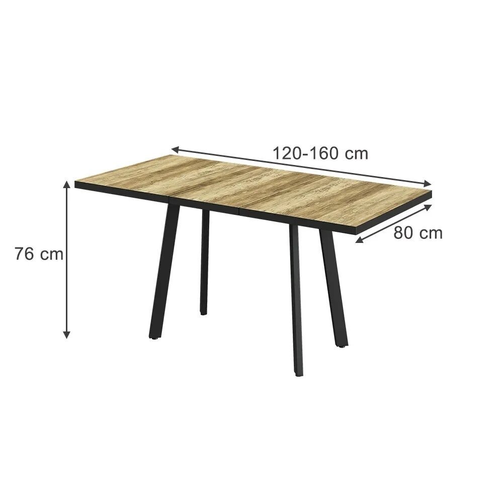 Valgomojo stalas TISKO, 76 x 120/160 x 80 cm (Transportavimo defektas) 5