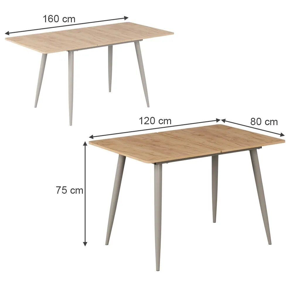 Valgomojo stalas BEAVER, 75 x 120/160 x 80 cm 6