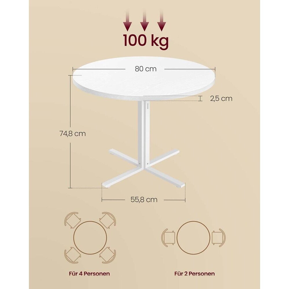 Valgomojo stalas, 74,8 x Ø 80 cm 6 Valgomojo stalas, 74,8 x Ø 80 cm 6