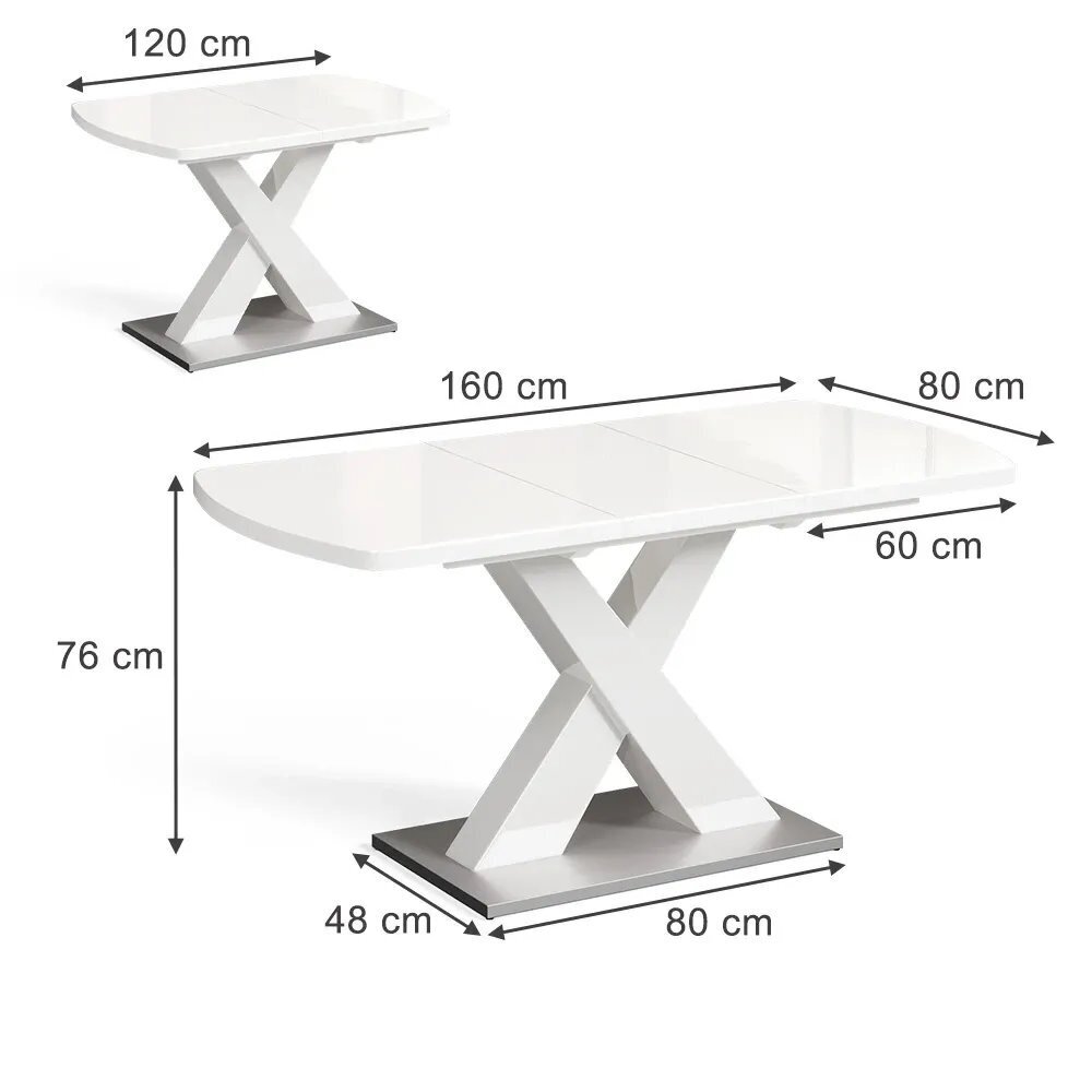 Valgomojo stalas CHINTO, 76 x 120/160 x 80 cm 7