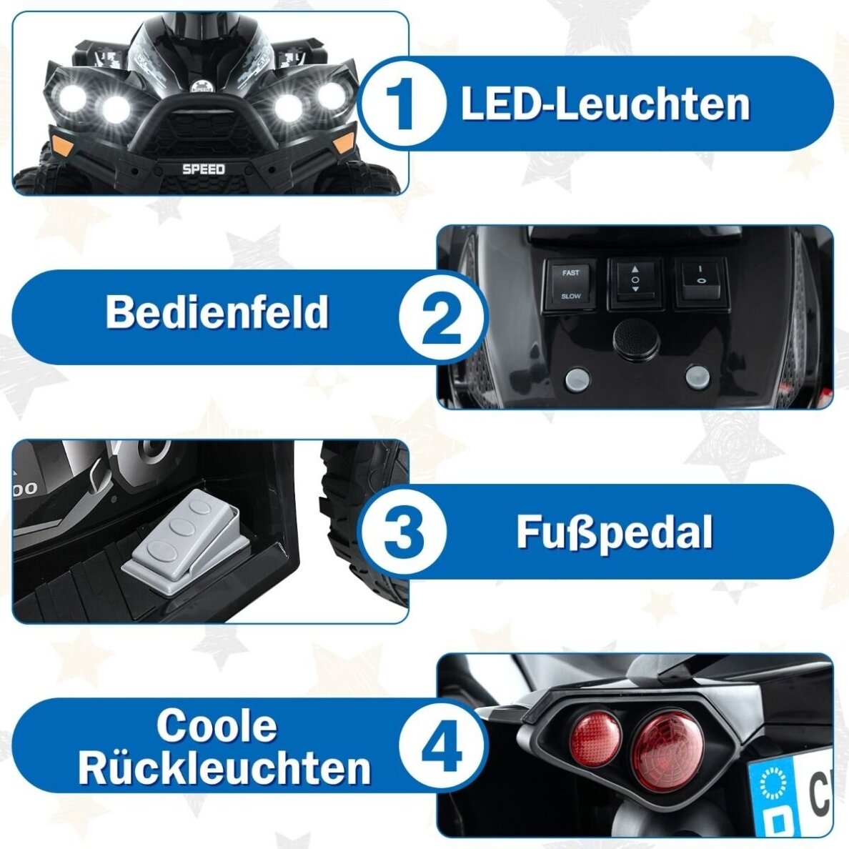 Vaikiškas elektrinis keturratis, 12V, 2,2-4,3 km/h 3 Vaikiškas elektrinis keturratis, 12V, 2,2-4,3 km/h 3