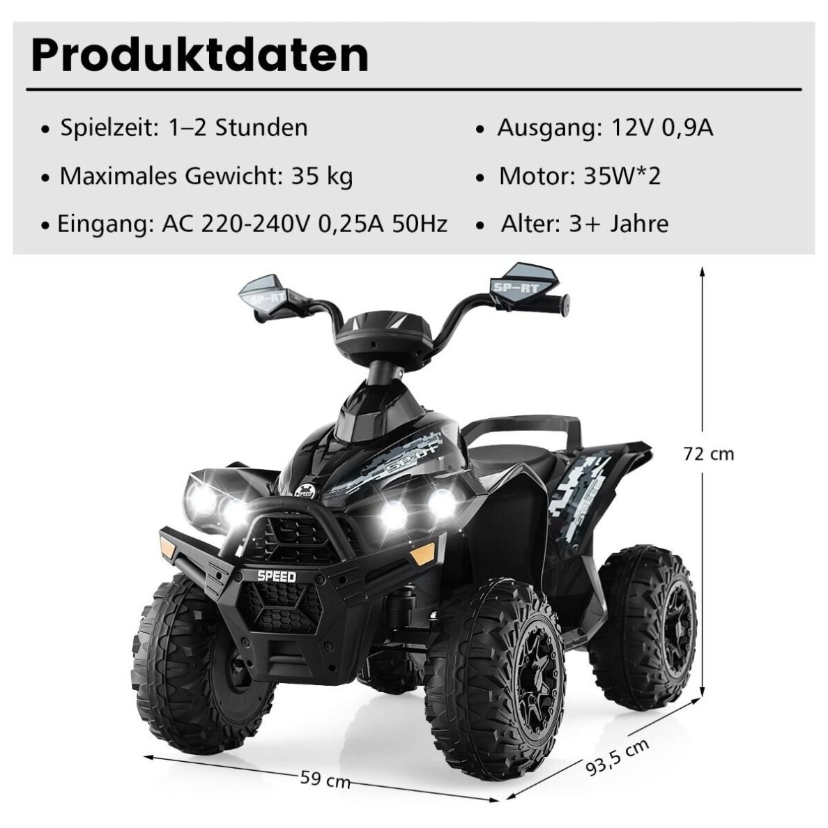 Vaikiškas elektrinis keturratis, 12V, 2,2-4,3 km/h 8