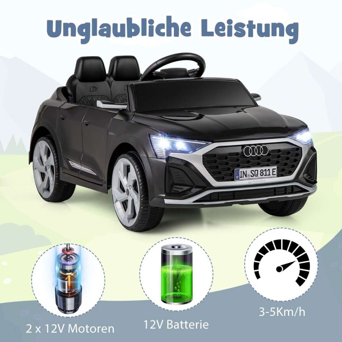 Vaikiškas elektrinis automobilis Audi SQ8, 12V, 3-5 km/h 6 Vaikiškas elektrinis automobilis Audi SQ8, 12V, 3-5 km/h 6