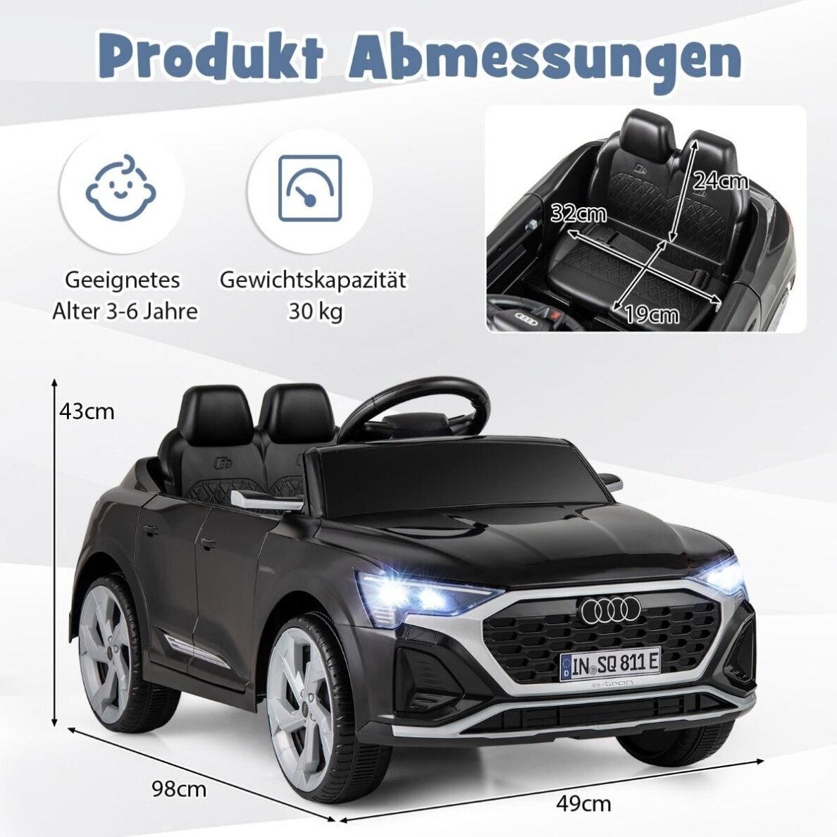Vaikiškas elektrinis automobilis Audi SQ8, 12V, 3-5 km/h 8 Vaikiškas elektrinis automobilis Audi SQ8, 12V, 3-5 km/h 8
