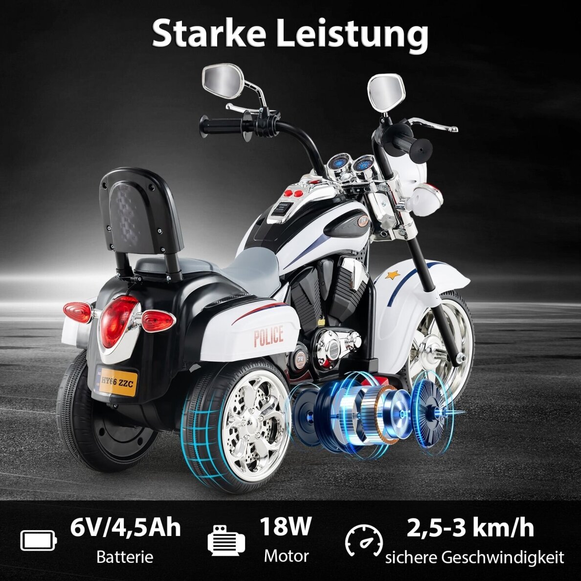 Vaikiškas elektrinis motociklas su reguliuojamu priekiniu žibintu, 6V, 2,5-3 km/h 4 Vaikiškas elektrinis motociklas su reguliuojamu priekiniu žibintu, 6V, 2,5-3 km/h 4