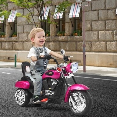 Vaikiškas elektrinis motociklas su reguliuojamu priekiniu žibintu, 6V, 2,5-3 km/h