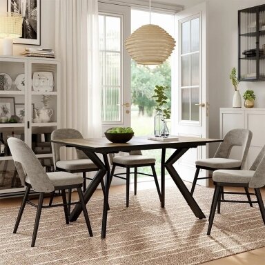 Industrinio stiliaus valgomojo stalas TRILL, 76 x 140/190 x 90 cm