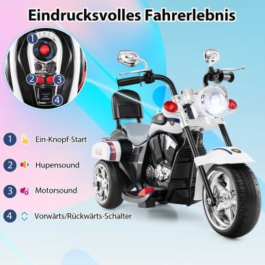 Vaikiškas elektrinis motociklas su reguliuojamu priekiniu žibintu, 6V, 2,5-3 km/h 2 Vaikiškas elektrinis motociklas su reguliuojamu priekiniu žibintu, 6V, 2,5-3 km/h 2