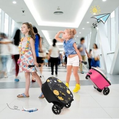 Vaikiškas lagaminas su paspirtuku ir LED ratukais 2 Vaikiškas lagaminas su paspirtuku ir LED ratukais 2