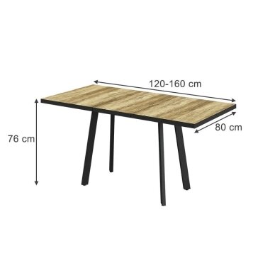Valgomojo stalas TISKO, 76 x 120/160 x 80 cm (Transportavimo defektas) 5