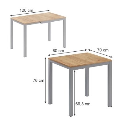 Valgomojo stalas GRANNY, 76 x 80/120 x 70 cm 7 Valgomojo stalas GRANNY, 76 x 80/120 x 70 cm 7