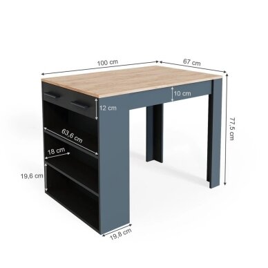 Valgomojo stalas su lentynomis ir stalčiumi REPOSE, 77,5 x 100 x 67 cm 6 Valgomojo stalas su lentynomis ir stalčiumi REPOSE, 77,5 x 100 x 67 cm 6