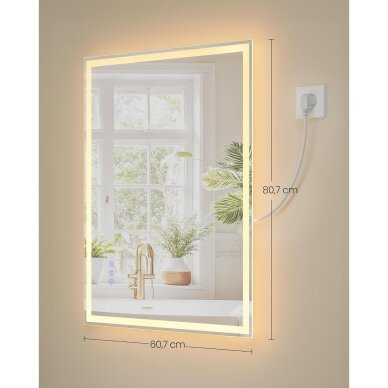 Veidrodis su LED apšvietimu ir nerasojimo funkcija, 80,7 x 60,7 cm 5 Veidrodis su LED apšvietimu ir nerasojimo funkcija, 80,7 x 60,7 cm 5