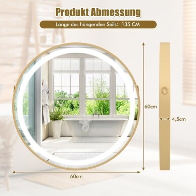Veidrodis su LED apšvietimu ir nerasojimo funkcija, Ø 60 cm 8 Veidrodis su LED apšvietimu ir nerasojimo funkcija, Ø 60 cm 8