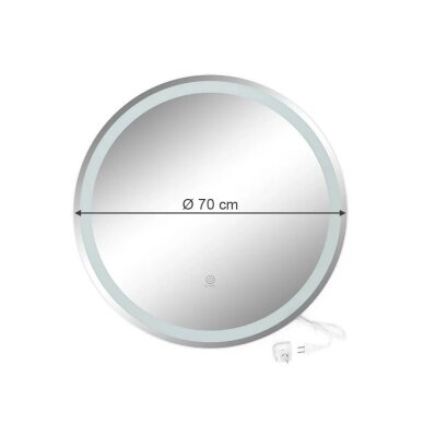 Veidrodis su LED apšvietimu ir nerasojimo funkcija LUMOS, Ø 70 cm 6 Veidrodis su LED apšvietimu ir nerasojimo funkcija LUMOS, Ø 70 cm 6
