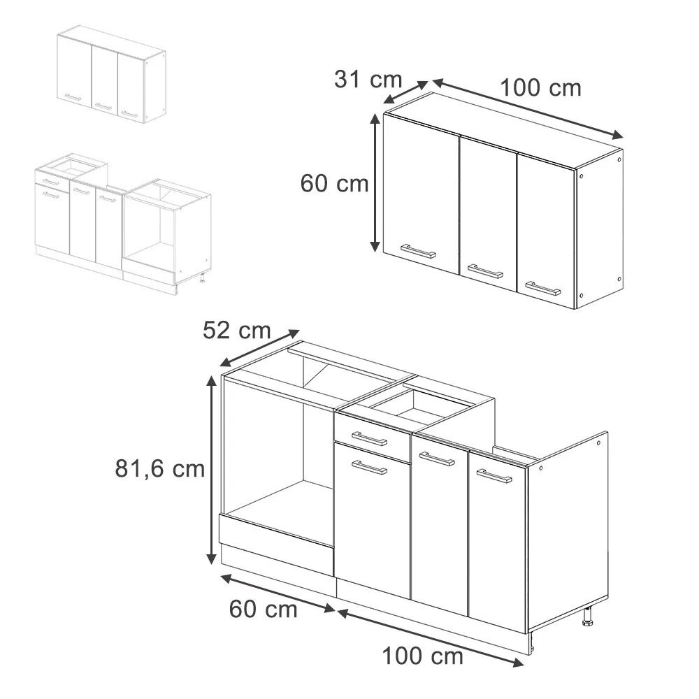 Virtuvės komplektas RAUL, 160 cm 4 Virtuvės komplektas RAUL, 160 cm 4