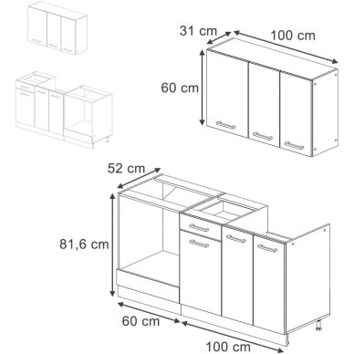 Virtuvės komplektas RAUL, 160 cm 3 Virtuvės komplektas RAUL, 160 cm 3