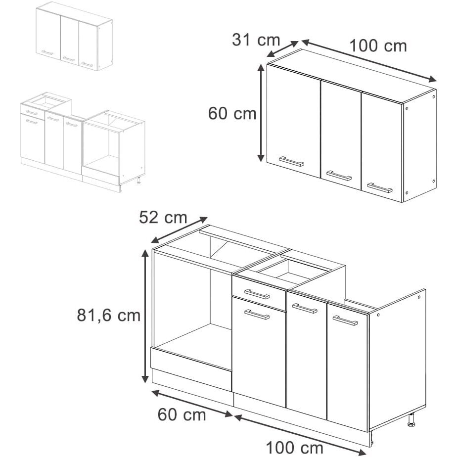 Virtuvės komplektas RAUL, 160 cm 3